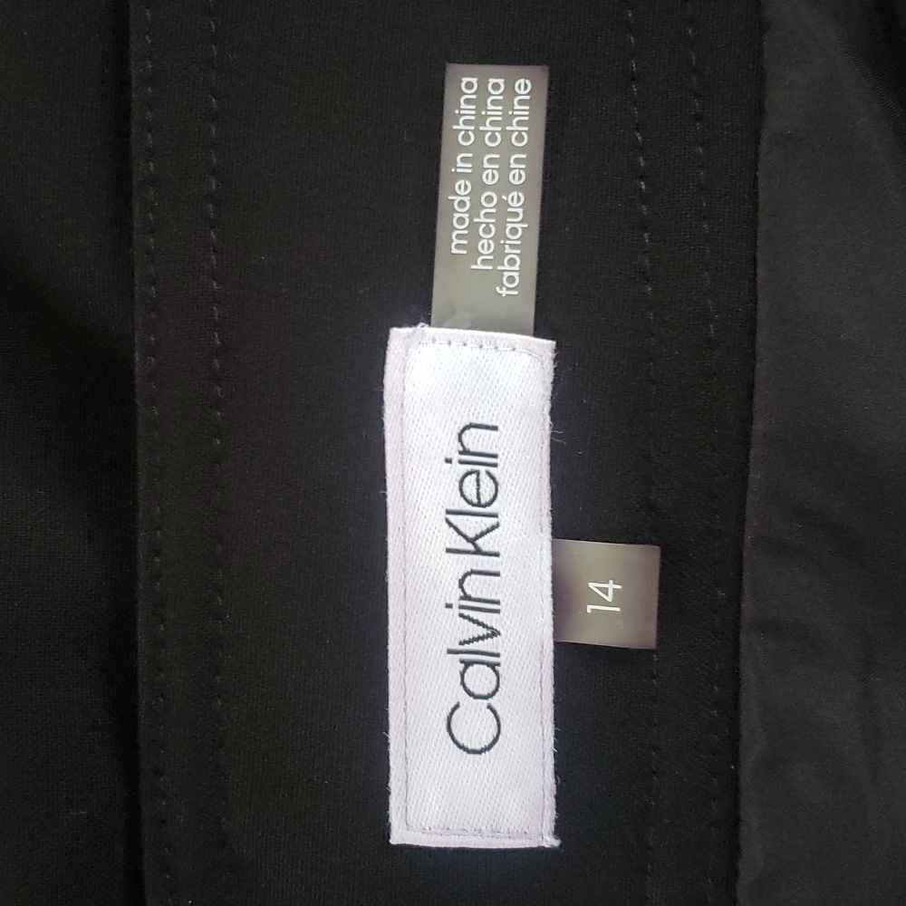 CALVIN KLEIN Black Pencil Skirt with Faux Leather Belt SIZE 14 - Picture 11 of 12